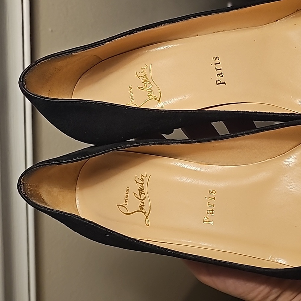 Christian Louboutin Ron Ron 85 black round toe suede heels size 38 - Picture 3 of 6